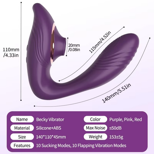 2-in-1 Suction & Vibration Massager – 100 Sensation Patterns USB Rechargeable Silicone Toy