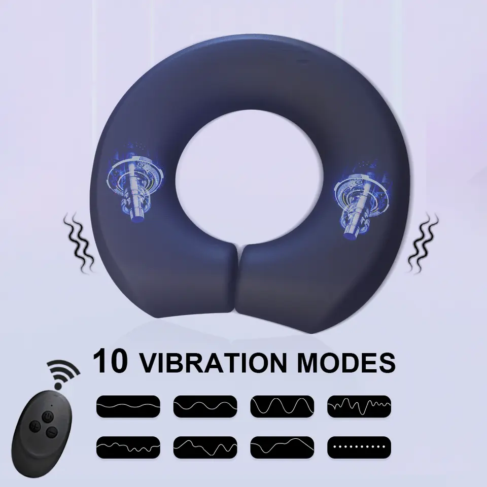 10-Speed Vibrating Cock Ring with Wireless Remote - Waterproof Stamina Booster Ring - USB Charging