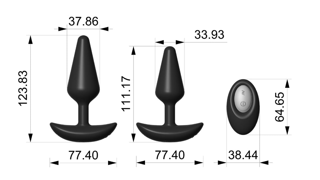 Multi-Size Remote Control Anal Plug Set - 12-Frequency USB Rechargeable Vibrating Butt Plug