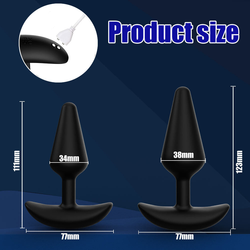 Multi-Size Remote Control Anal Plug Set - 12-Frequency USB Rechargeable Vibrating Butt Plug