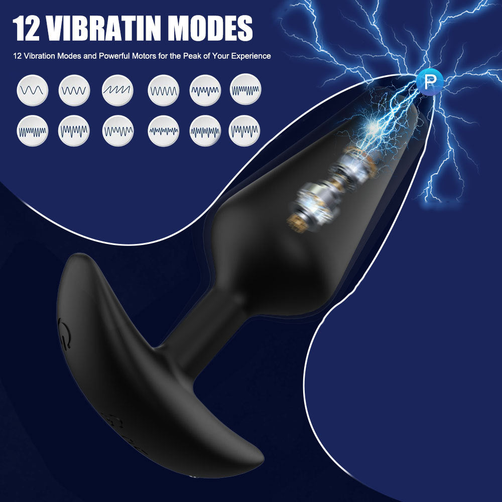 Multi-Size Remote Control Anal Plug Set - 12-Frequency USB Rechargeable Vibrating Butt Plug