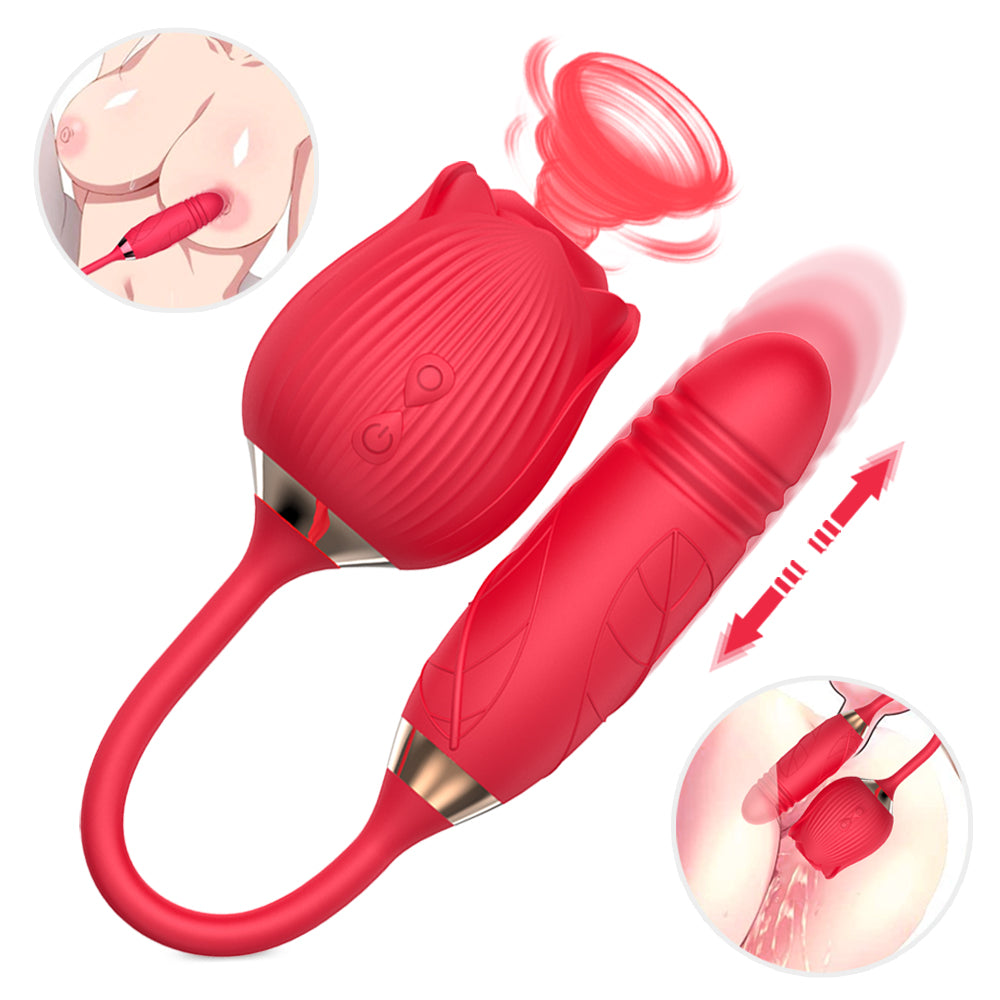 Dual-Action Suction & Thrusting Vibrator – 10 Modes Body-Safe Silicone Massager