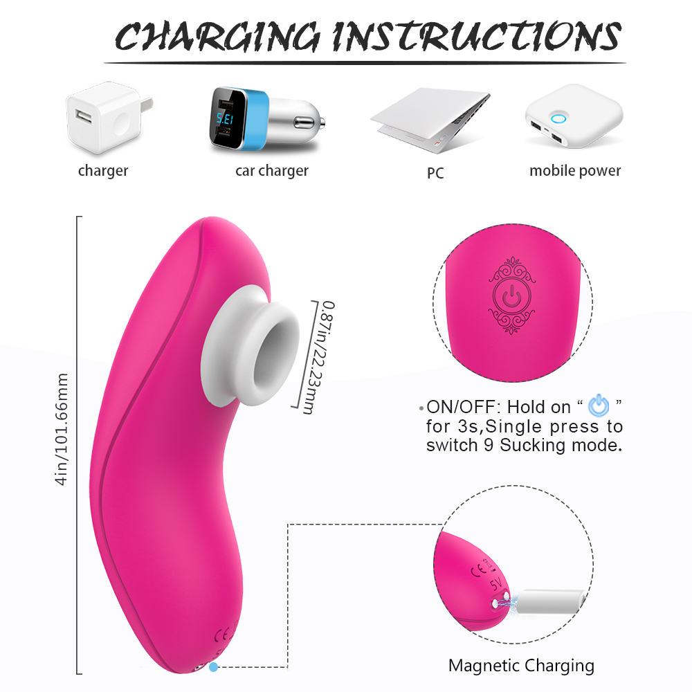 9-Mode Sucking Massager – Compact USB Rechargeable Silicone Vibrator
