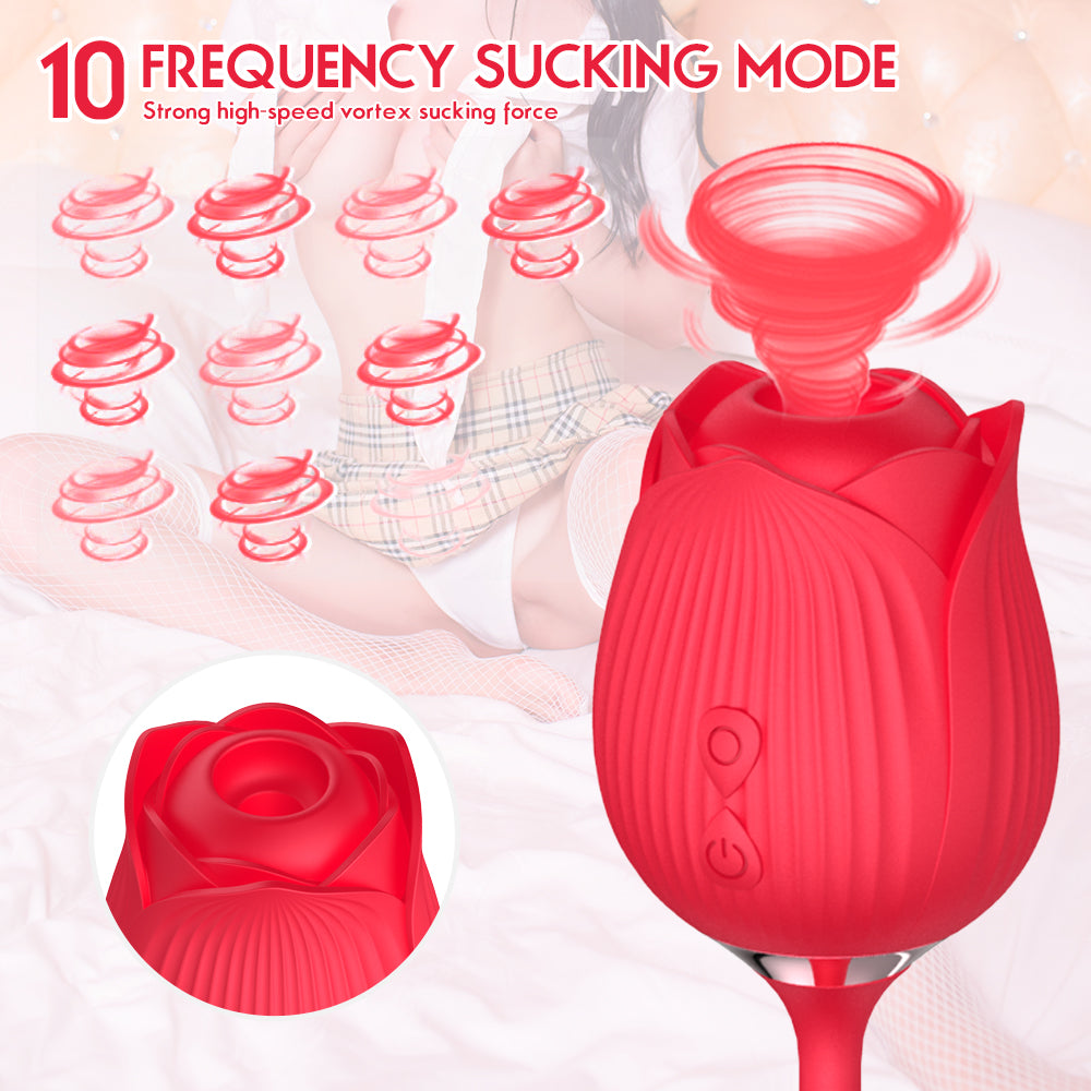 Dual-Action Suction & Thrusting Vibrator – 10 Modes Body-Safe Silicone Massager