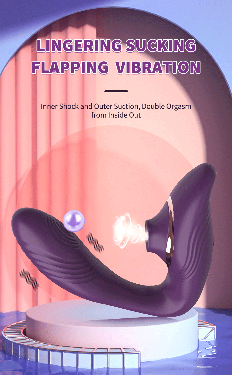 2-in-1 Suction & Vibration Massager – 100 Sensation Patterns USB Rechargeable Silicone Toy