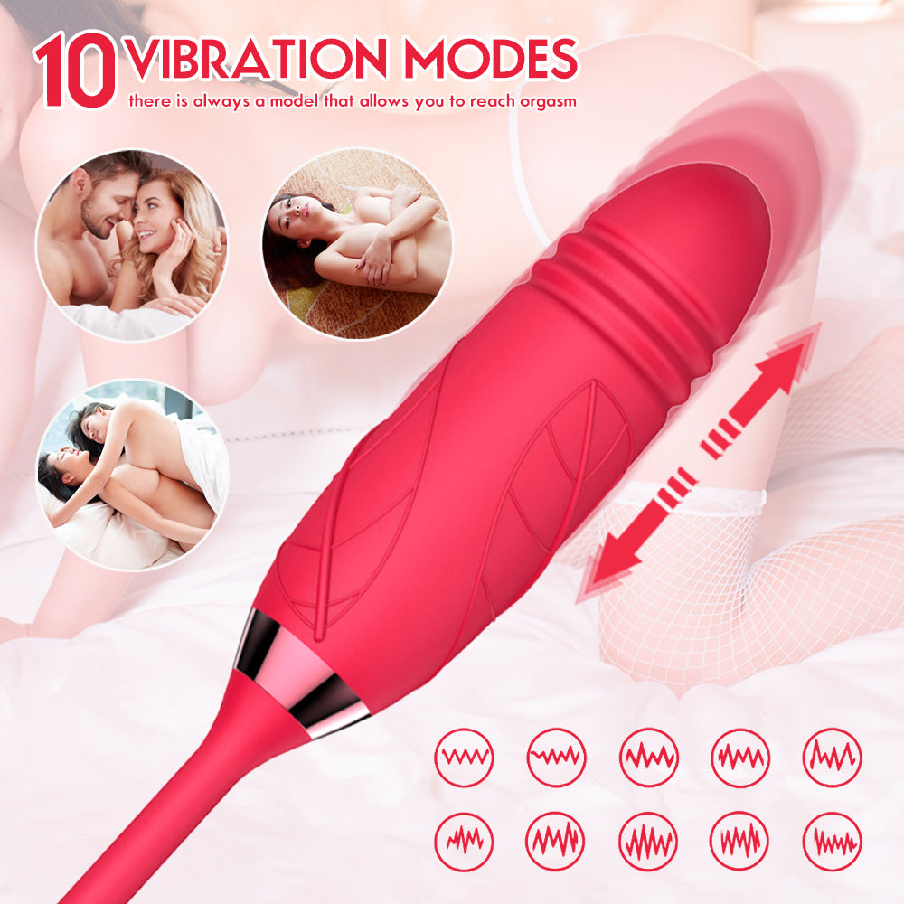 Dual-Action Suction & Thrusting Vibrator – 10 Modes Body-Safe Silicone Massager