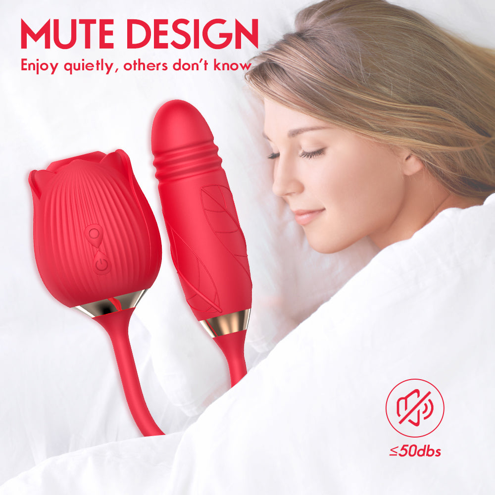 Dual-Action Suction & Thrusting Vibrator – 10 Modes Body-Safe Silicone Massager