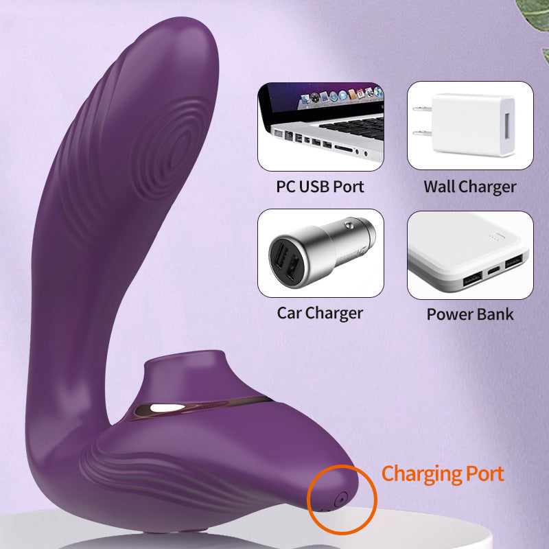 2-in-1 Suction & Vibration Massager – 100 Sensation Patterns USB Rechargeable Silicone Toy