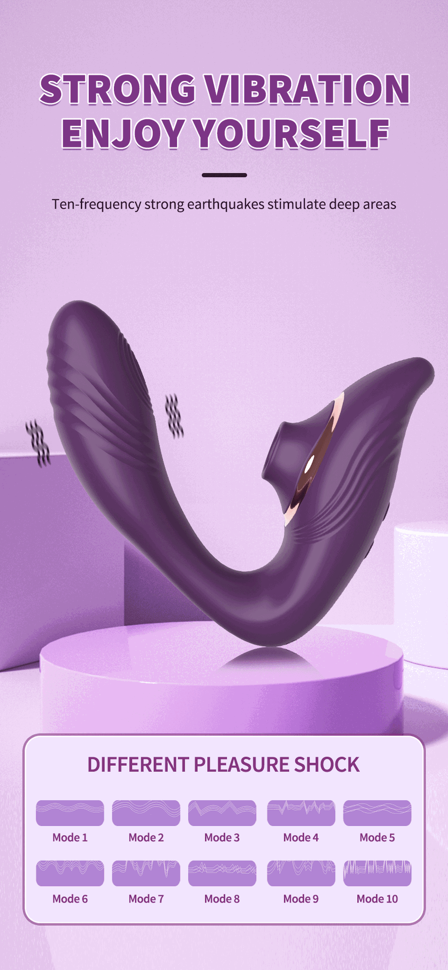 2-in-1 Suction & Vibration Massager – 100 Sensation Patterns USB Rechargeable Silicone Toy