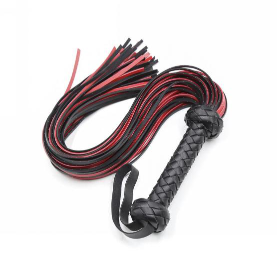Premium 64.5cm PU Leather Spanking Paddle & Whip – 168g Lightweight Erotic Slapper - Black & Red