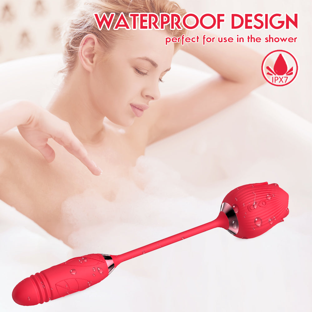 Dual-Action Suction & Thrusting Vibrator – 10 Modes Body-Safe Silicone Massager