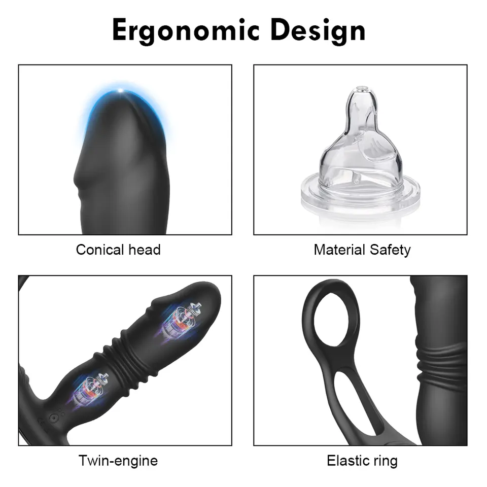 Automatic Thrusting Vibrating Anal Plug - 7 Frequency Remote Control Prostate Massager