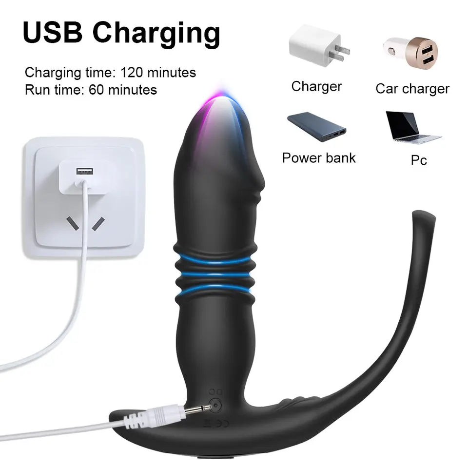 Automatic Thrusting Vibrating Anal Plug - 7 Frequency Remote Control Prostate Massager
