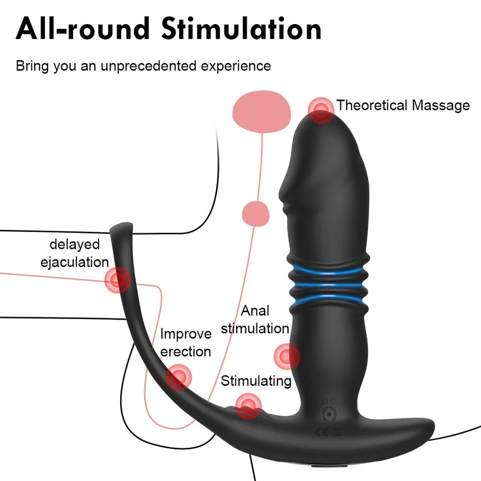 Automatic Thrusting Vibrating Anal Plug - 7 Frequency Remote Control Prostate Massager
