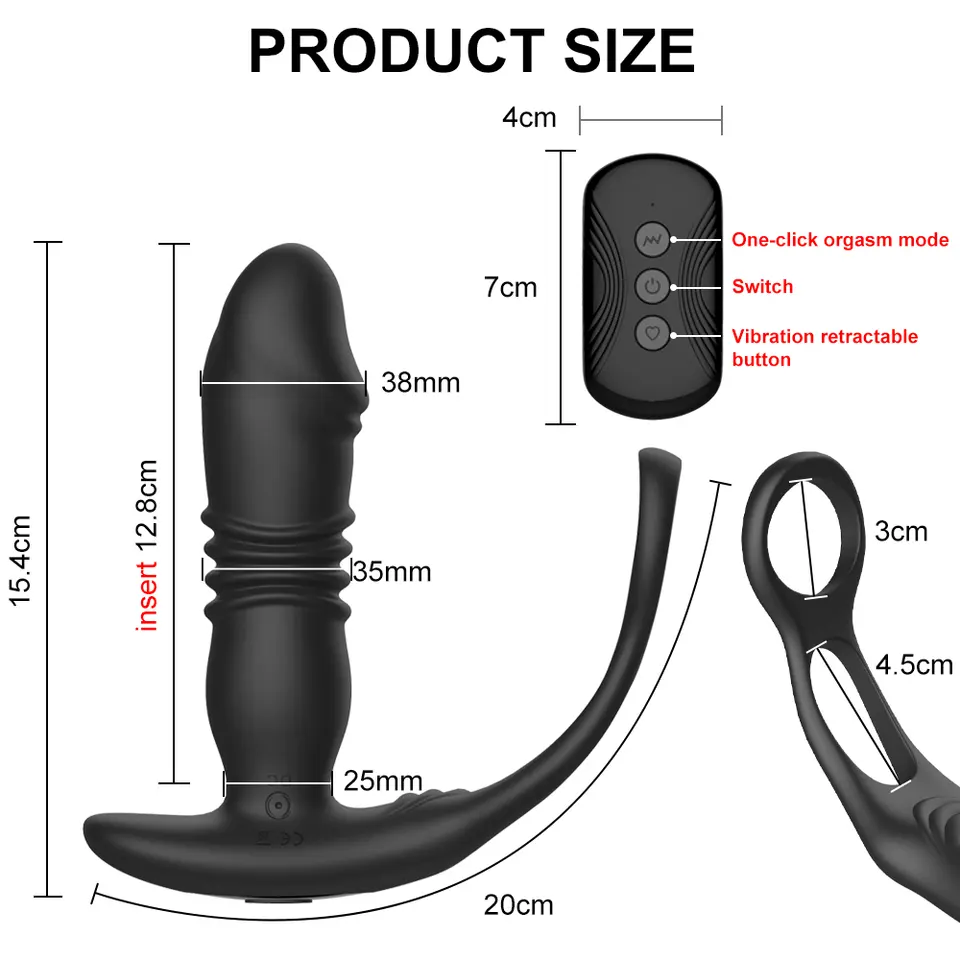 Automatic Thrusting Vibrating Anal Plug - 7 Frequency Remote Control Prostate Massager