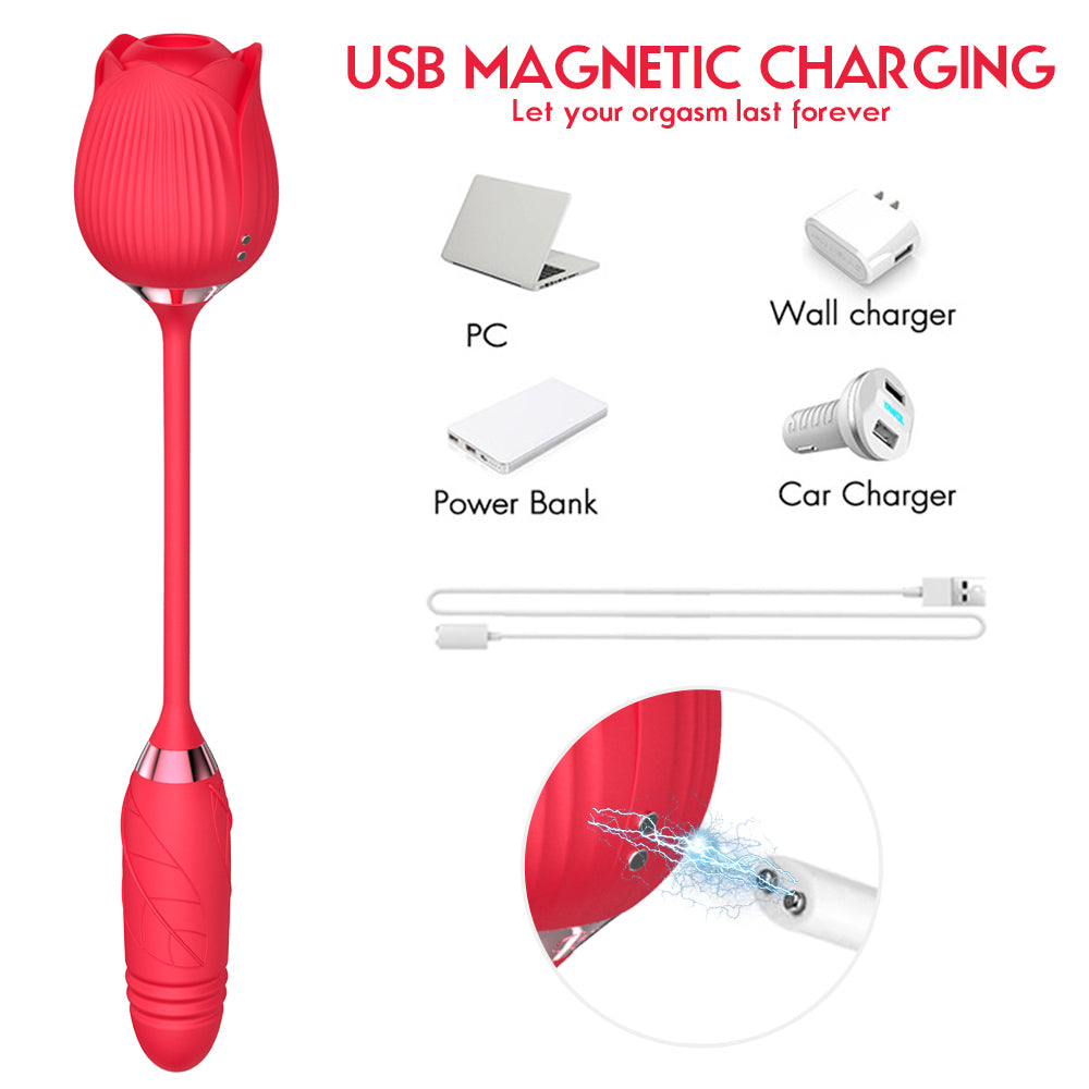 Dual-Action Suction & Thrusting Vibrator – 10 Modes Body-Safe Silicone Massager