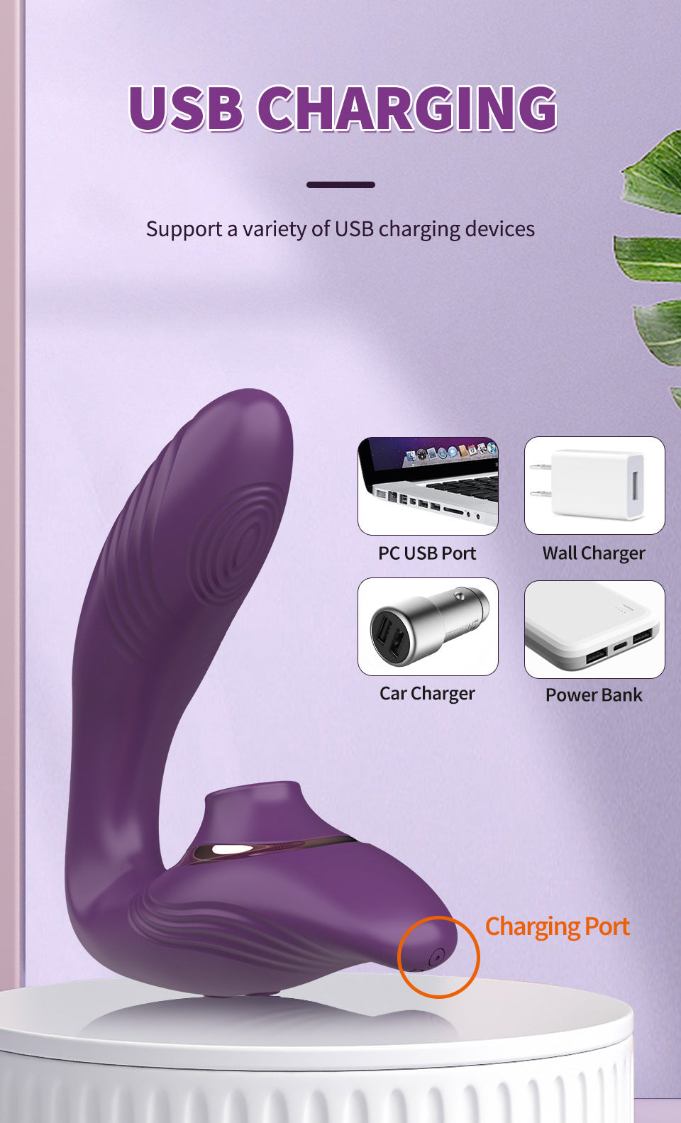 2-in-1 Suction & Vibration Massager – 100 Sensation Patterns USB Rechargeable Silicone Toy