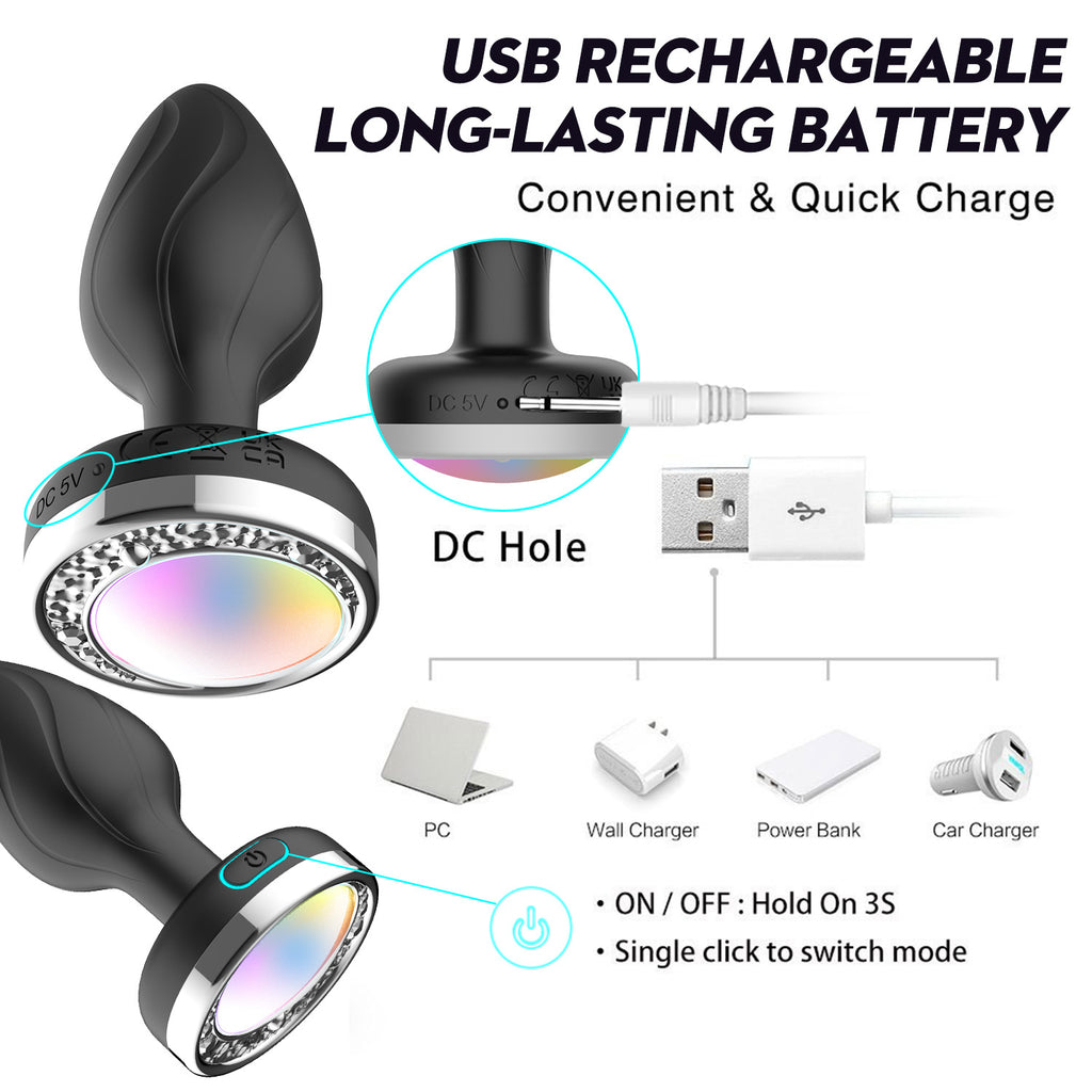 9.4" Light-Up Vibrating Anal Plug with Remote - 10-Speed USB Rechargeable Long Butt Plug