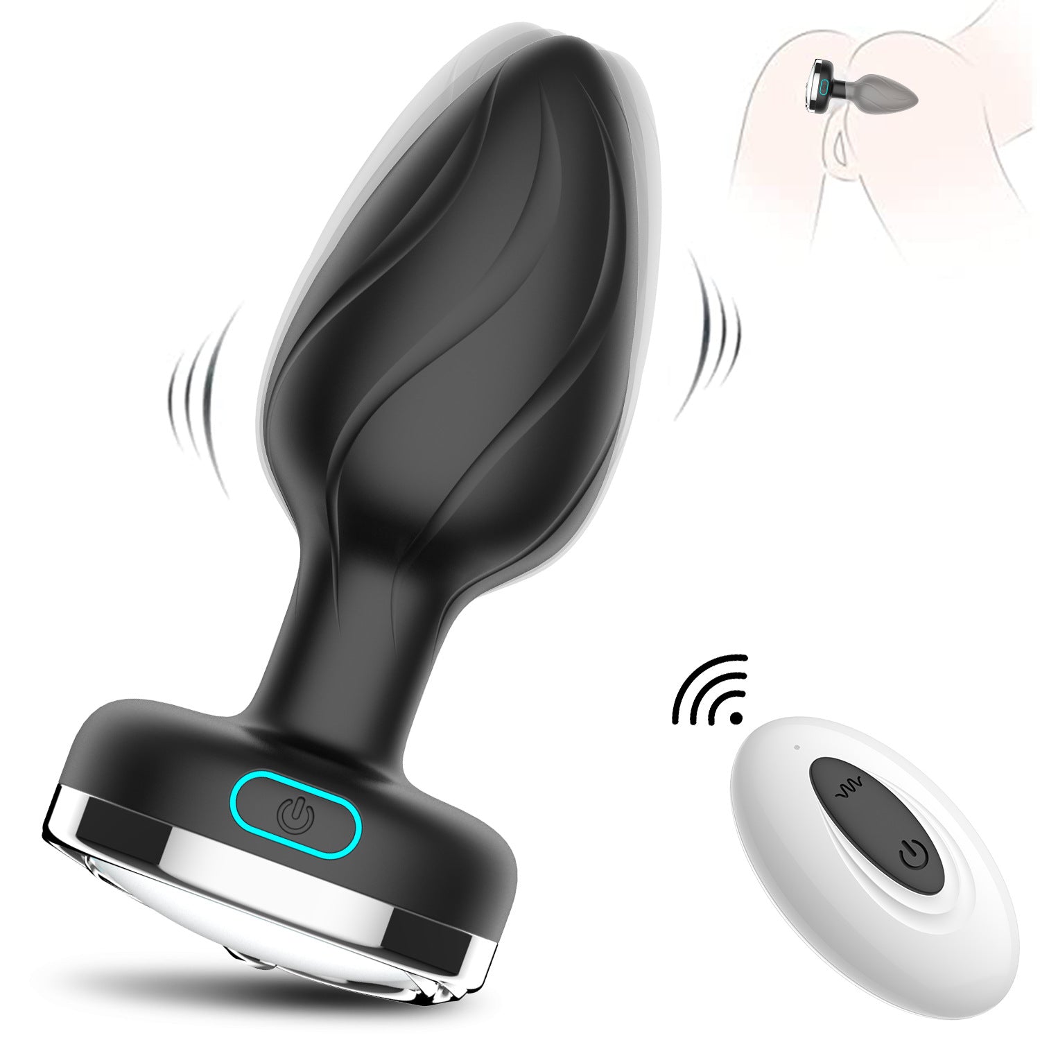 9.4" Light-Up Vibrating Anal Plug with Remote - 10-Speed USB Rechargeable Long Butt Plug