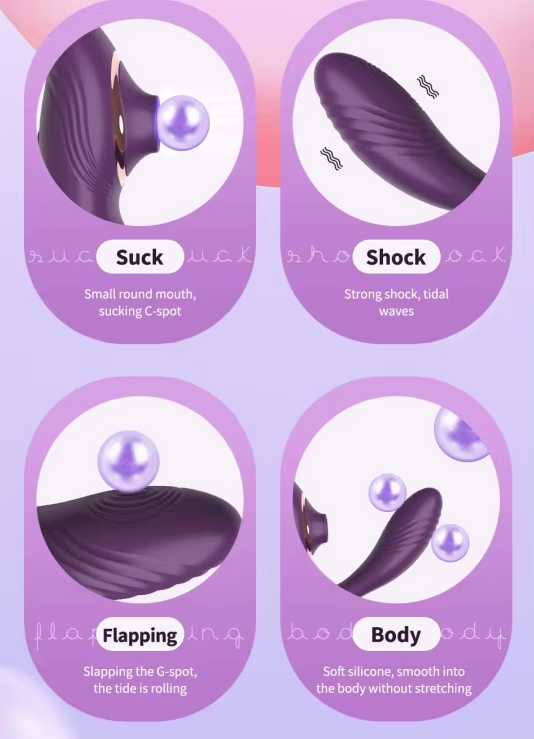 2-in-1 Suction & Vibration Massager – 100 Sensation Patterns USB Rechargeable Silicone Toy