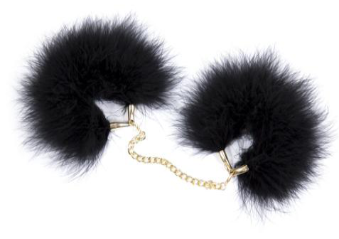 Adjustable Soft Fluff Cuffs – 31g Ultra-Lightweight Faux Fur Handcuffs – Comfortable Erotic Restraints in Sleek Black