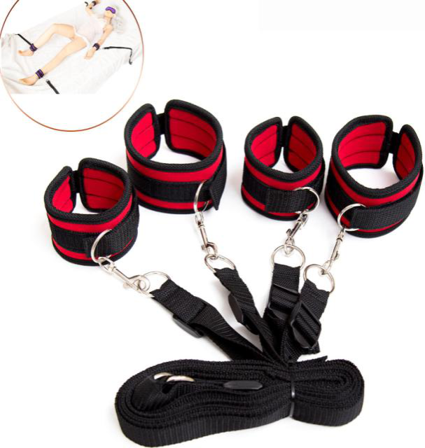 Adjustable Under the Bed Restraint System - Full Body Bondage Straps with Cuffs (315g)
