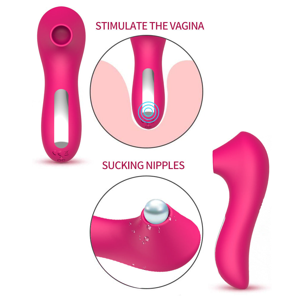 2-in-1 Suction & Vibration Massager – Compact USB Rechargeable Silicone Device